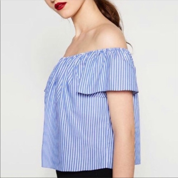NWT ZARA Striped Off Shoulder Top - Picture 2 of 10